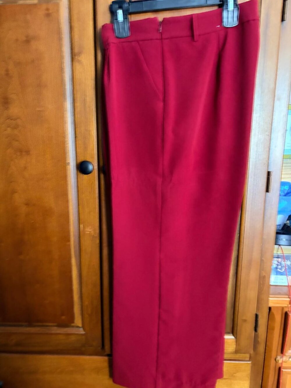 Express wide leg , deep red tailored dress pant